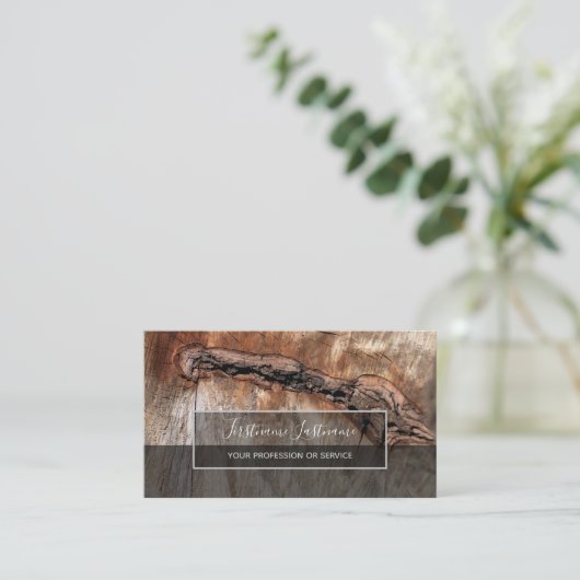 Carte De Visite Arbre rustique surface disque gris rectangle bande (Debout devant)