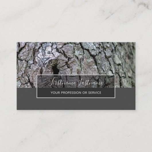 Carte De Visite Arbre rustique surface grise rectangle bandes bu (Devant)