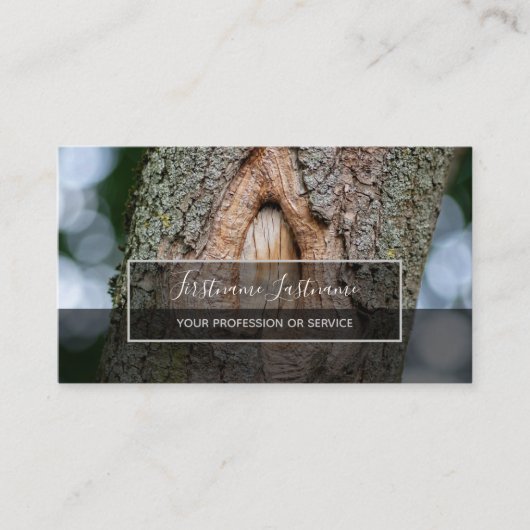 Carte De Visite Arbre rustique surface grise rectangle bandes bu (Devant)