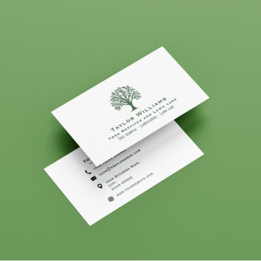 Carte De Visite Arbre Service Landscaping Pelouse Entretien Vert E