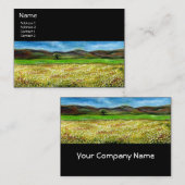 CARTE DE VISITE ARBRE SOLITAIRE DANS LE CHAMP DE FLEURS JAUNES, TO (Devant / Derrière)