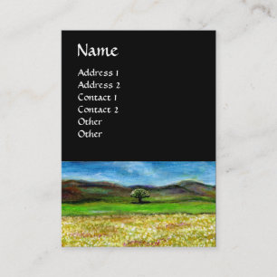 CARTE DE VISITE ARBRE SOLITAIRE DANS LE CHAMP DE FLEURS JAUNES, TO