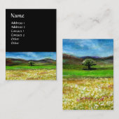 CARTE DE VISITE ARBRE SOLITAIRE DANS LE CHAMP DE FLEURS JAUNES, TO (Devant / Derrière)