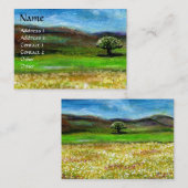 CARTE DE VISITE ARBRE SOLITAIRE DANS LE CHAMP DE FLEURS JAUNES, TO (Devant / Derrière)