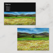 CARTE DE VISITE ARBRE SOLITAIRE DANS LE CHAMP DE FLEURS JAUNES, TO (Devant / Derrière)