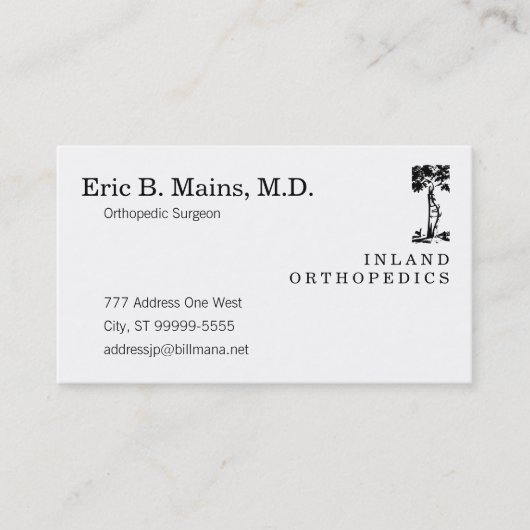 Carte De Visite Arbre tordu de chirurgien orthopédique (Devant)