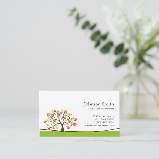 Carte De Visite Arbre tourbillon - Vert Simple Design (Debout devant)