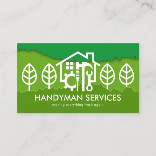 Carte De Visite Arbre vert Couches Paysage Garderie Jardin (Devant)