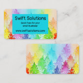 Carte De Visite Arbres à aquarelles arc-en-ciel (Devant / Derrière)