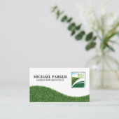 Carte De Visite Arbres dans le logo de terrain | Paysage de l'herb (Debout devant)