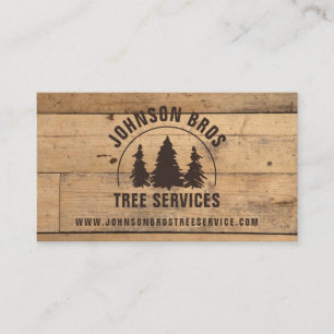 Carte De Visite Arbres rustiques en tôle de bois