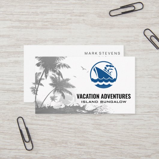 Carte De Visite Arbres tropicaux | Bateau de croisière (Devant/Arrière en situation)