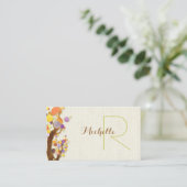Carte De Visite Arbres Whimsical + Monogramme de Burlap (Debout devant)