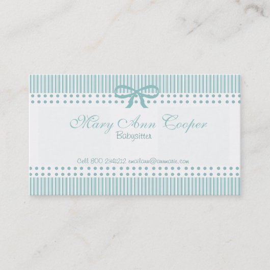 Carte De Visite Arc bleu sensible de babysitter mignonne de points (Devant)