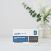 Carte De Visite Arc Divisé Bleu et gris foncé - Initiales (Debout devant)