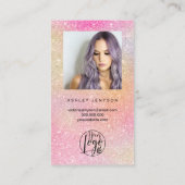 Carte De Visite Arc en arc-en-ciel parties scintillant script phot (Dos)