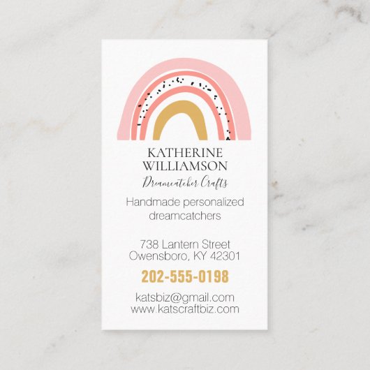 Carte De Visite Arc en arc-en-ciel rose Boho (Dos)
