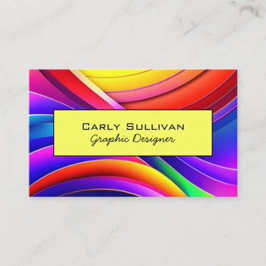 Carte De Visite Arc-en-ciel Abstrait double face avec code QR (Devant)