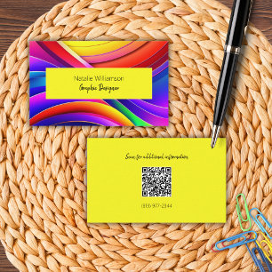 Carte De Visite Arc-en-ciel Artistique Coloré avec Code QR