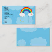 Carte De Visite Arc-en-ciel et nuages pleuvant des étoiles (Devant / Derrière)