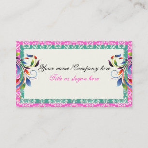 Carte De Visite Arc-en-ciel feuille de défilement turquoise rose d