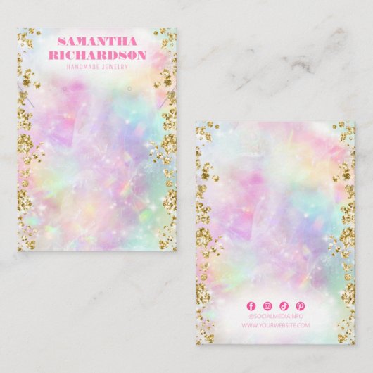 Carte De Visite Arc-en-ciel Holographique Bijoux Iridescente (Devant / Derrière)