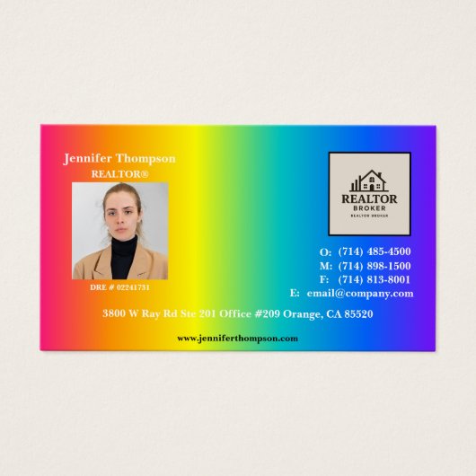 Carte de visite arc-en-ciel holographique branché (Devant)