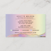 Carte De Visite Arc-en-ciel holographique Nail Tech/Salon - Logo p (Dos)