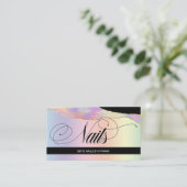 Carte De Visite Arc-en-ciel holographique Nail Tech/Salon - Logo p (Debout devant)