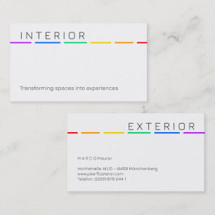 Carte de visite arc-en-ciel minimale avec des coul