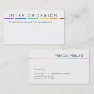 Carte de visite arc-en-ciel minimaliste avec coule