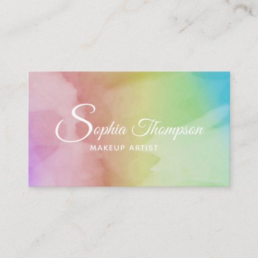 Carte De Visite Arc-en-ciel moderne de manuscrit d'aquarelle - (Devant)