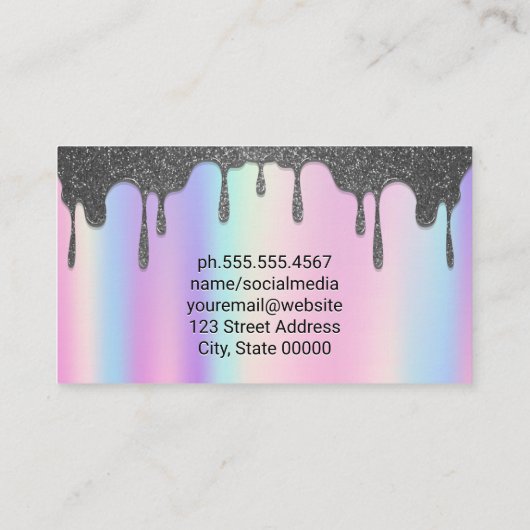 Carte De Visite Arc en ciel | Parties scintillant Argent (Dos)