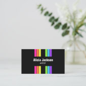 Carte De Visite Arc-en-ciel Retro rayures brillantes Verticale Noi (Debout devant)
