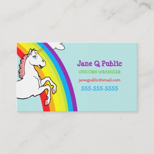 Carte de visite arc-en-ciel Unicorn (Devant)