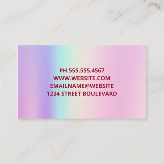 Carte De Visite Arc en ciel | Verser à ongles (Dos)