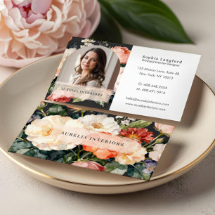 Carte De Visite Arc Floral Luxueux Photo Concepteur d'Intérieur St