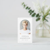 Carte De Visite Arc moderne photo mince bordure QR code blanc (Debout devant)