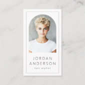 Carte De Visite Arc moderne photo mince bordure QR code blanc (Devant)