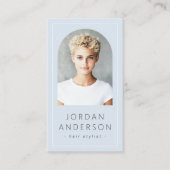 Carte De Visite Arc moderne photo mince bordure QR code bleu clair (Devant)