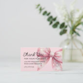 Carte De Visite arc rose merci pour votre achat (Debout devant)