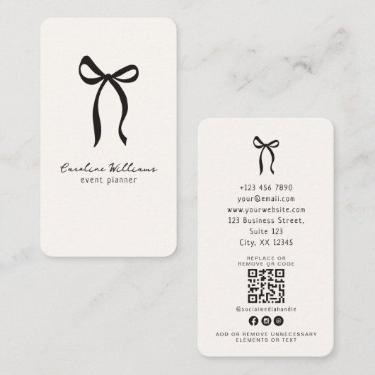 Carte De Visite Arc simple en gros plan, code QR Planification des (Devant / Derrière)