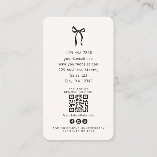 Carte De Visite Arc simple en gros plan, code QR Planification des (Dos)
