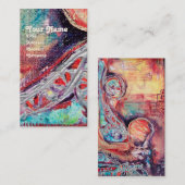 Carte De Visite ARCADIE, Rouge Bleu Argent Abstrait (Devant / Derrière)