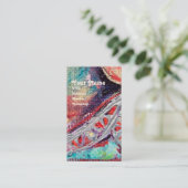 Carte De Visite ARCADIE, Rouge Bleu Argent Abstrait (Debout devant)