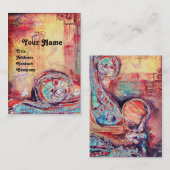 Carte De Visite ARCADIE, Rouge Bleu Argent Abstrait (Devant / Derrière)