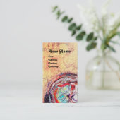 Carte De Visite ARCADIE, Rouge Bleu Jaune Argent Abstrait (Debout devant)