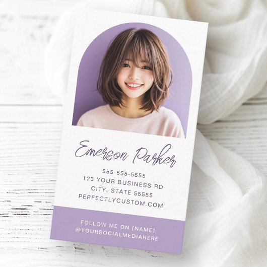Carte De Visite Arch photo fraîche et tendance violet ou toute cou