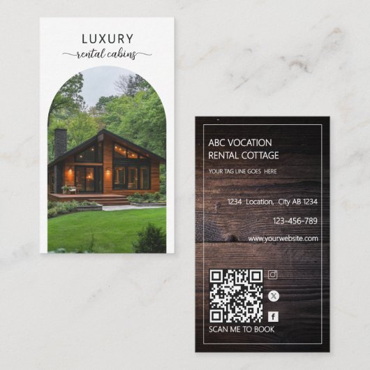 Carte De Visite Arch rustique Code QR Location de vacances Maison (Devant / Derrière)