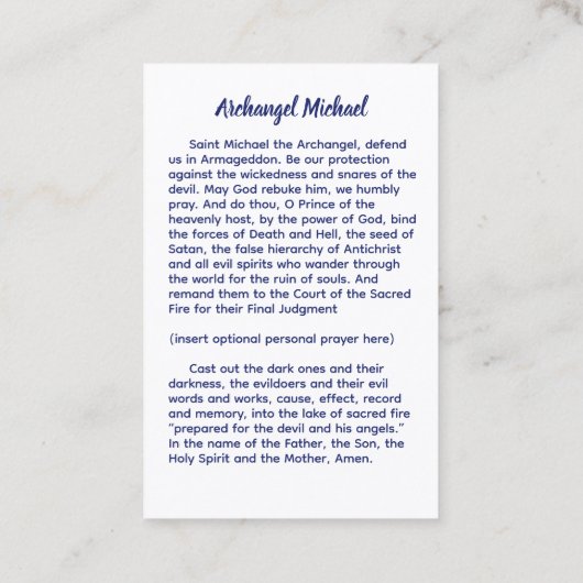 Carte De Visite Archangel Michael (Dos)